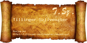Tillinger Szilveszter névjegykártya